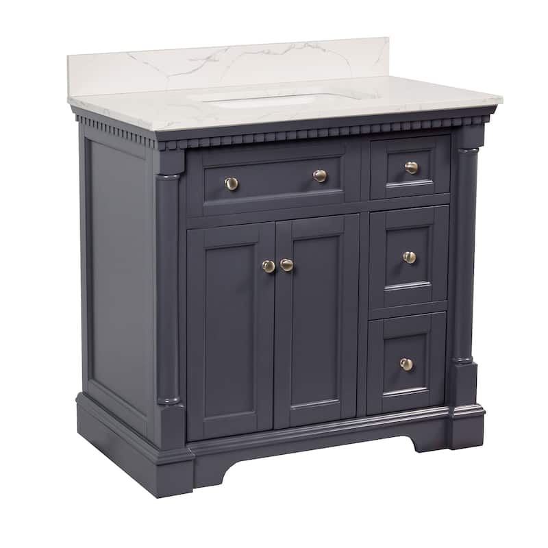 KitchenBathCollection Sydney 36" Bathroom Vanity with Engineered Marble Top