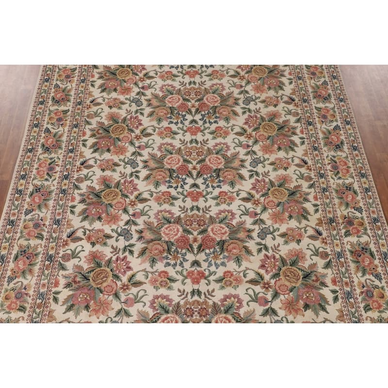 All-Over Floral Aubusson Chinese Area Rug Handmade Wool Carpet - 8'9"x 12'3"