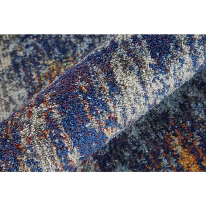 Xuxe Power Loomed Distressed Abstract Stain Resistant Area Rug By HomeRoots - 8' Runner