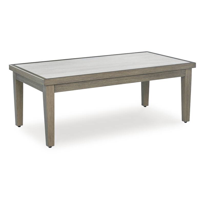 Signature Design by Ashley Rainier Ranch Brown/Beige Outdoor Coffee Table - 48.9" W x 25.28" D x 18.5" H