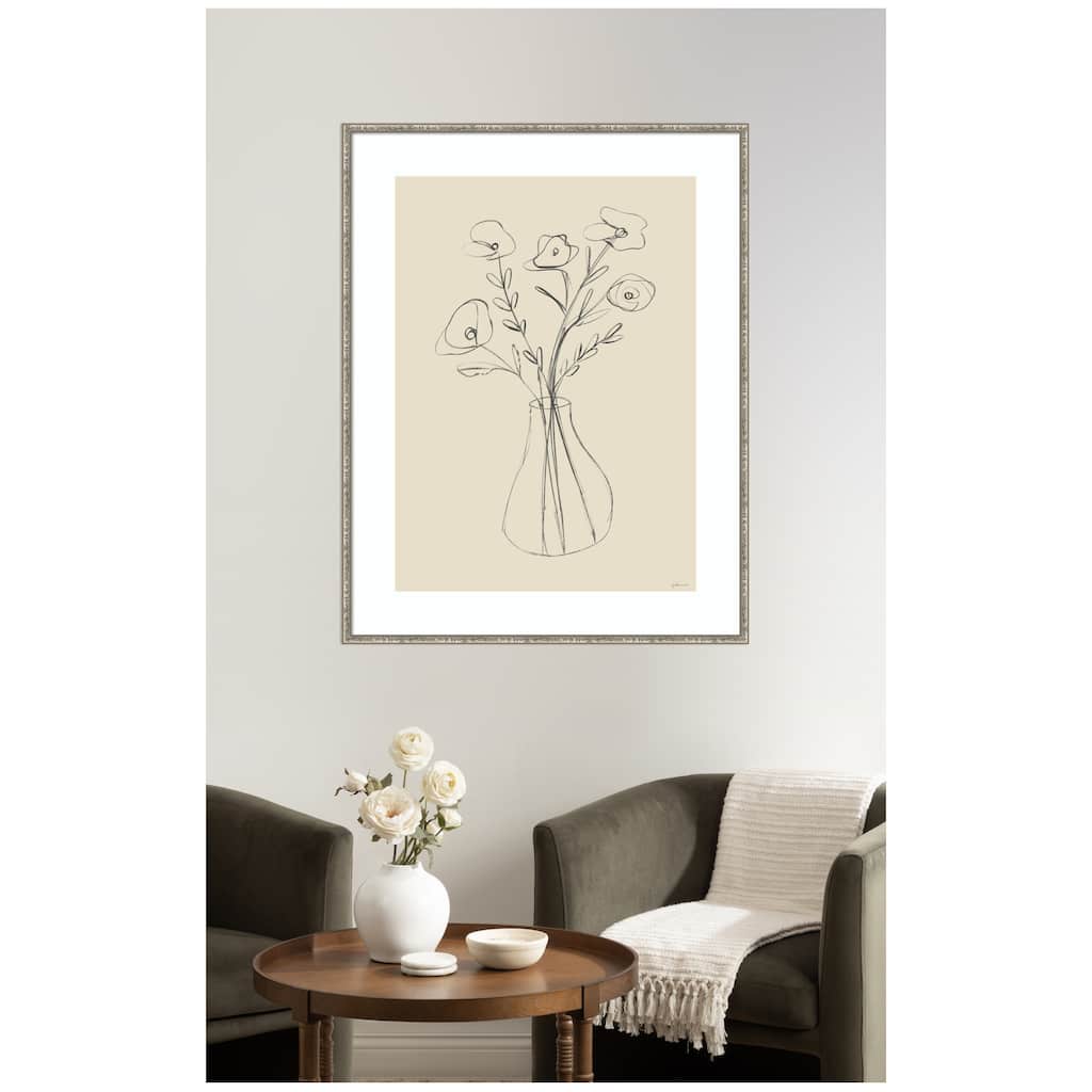 Kate and Laurel Floral Vase by Gabrielly Guedes Framed Wall Art Print
