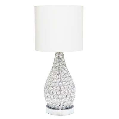 Lalia Home 22" Glamorous Curvy Crystal Table Lamp, for Living Room, Entryway, Hallway, Home Décor, Bedroom, Dining Room, Chrome