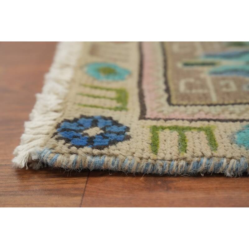 Hand Knotted Oriental 100% Wool Carpet Traditional Floral Beige & Ivories Tabriz Area Rug - 11' 5'' X 8' 2''
