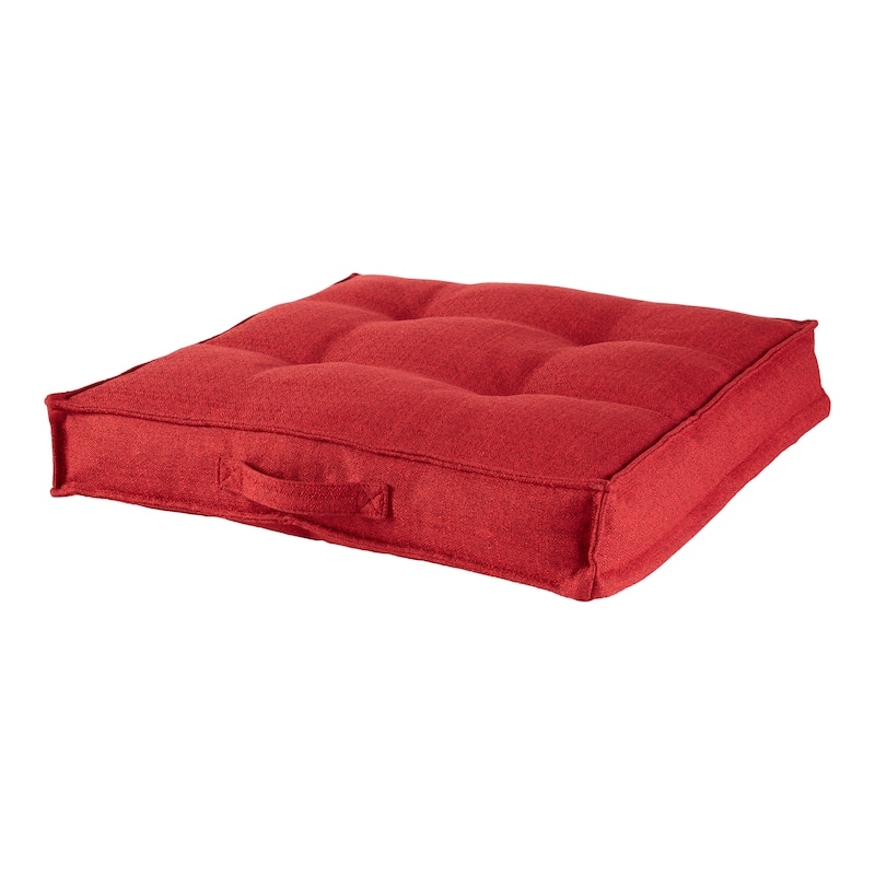 Square Tufted Floor Pillow - 32" L x 32" W - Scarlet
