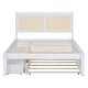 preview thumbnail 10 of 58, Versatile Pull-Out Bed,Full Size Elegant Bed Frame with Rattan Headboard and Sockets