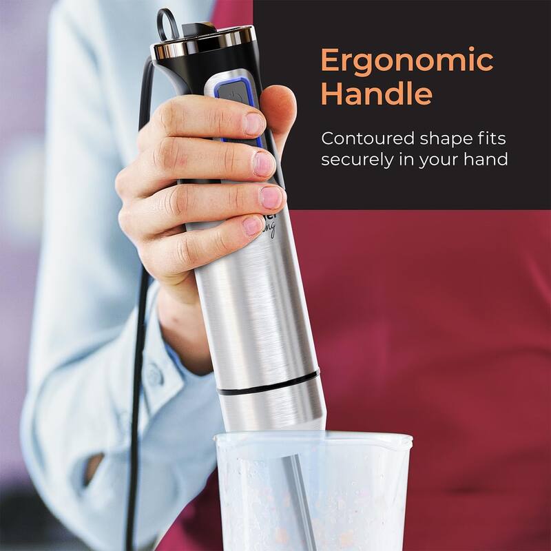 MuellerLiving Immersion Blender - 8 Speed Stainless Steel Electric Hand Blender, Emulsion Blender Stick with Turbo Mode