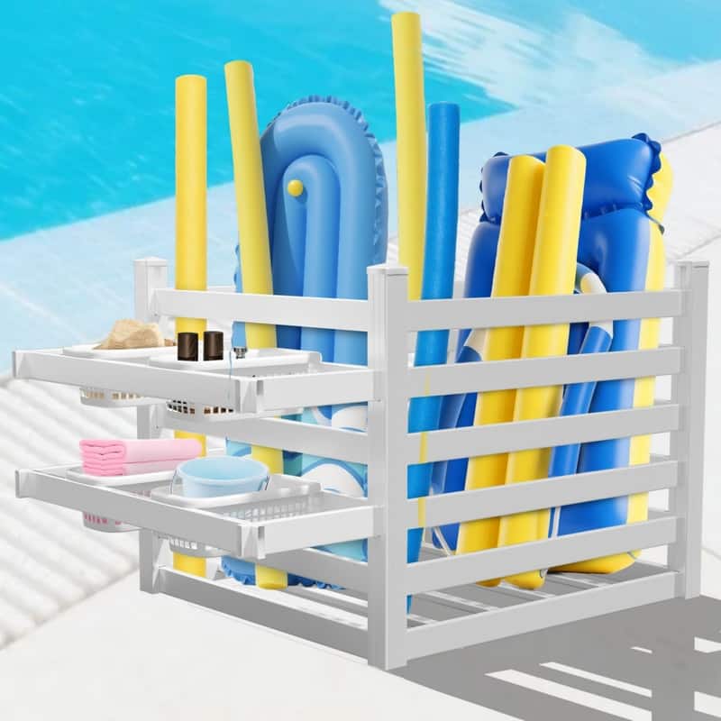 Pool Storage Bin, Pool Float Holder, Waterproof, Easy Poolside Cleanup