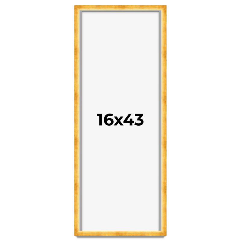 16x43 Shadow Box Frame Gold | 1.625 Inches Deep Real Wood Traditional