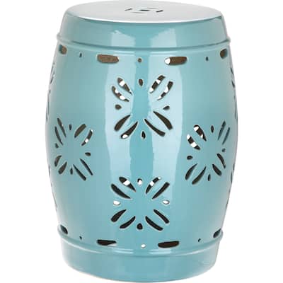 SAFAVIEH Kattie Aqua Ceramic Decorative Garden Stool