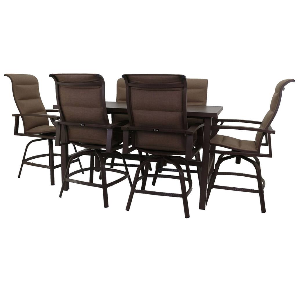 Courtyard Casual Madison 7 pc Balcony Set Includes: One Balcony Table and Six Swivel Balcony Bar Stools