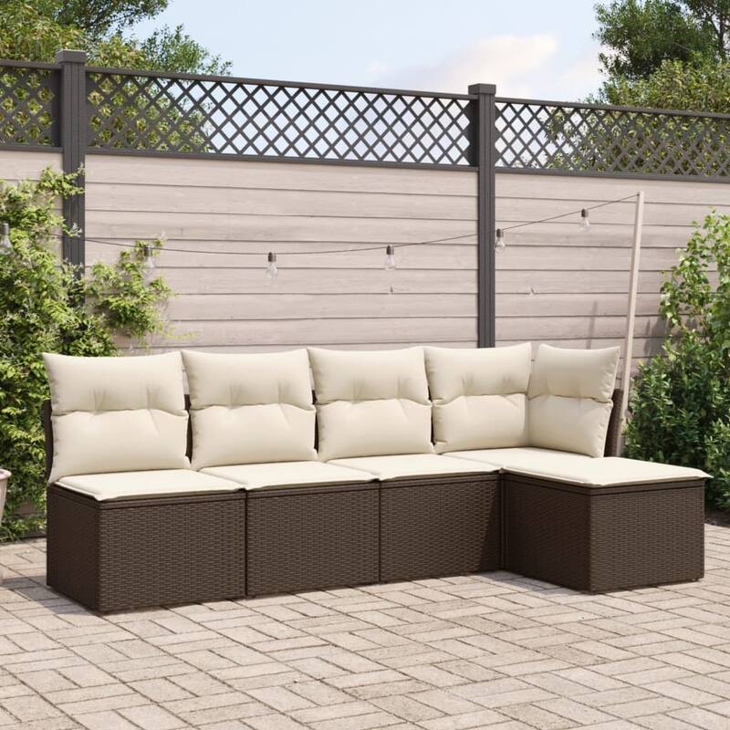 vidaXL Garden Sofa Set Brown, Cream White - 21.7 x 21.7 x 14.6