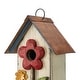 preview thumbnail 20 of 36, Glitzhome 10"H Multicolor Cute Distressed Solid Wood Birdhouse with 3D Flowers