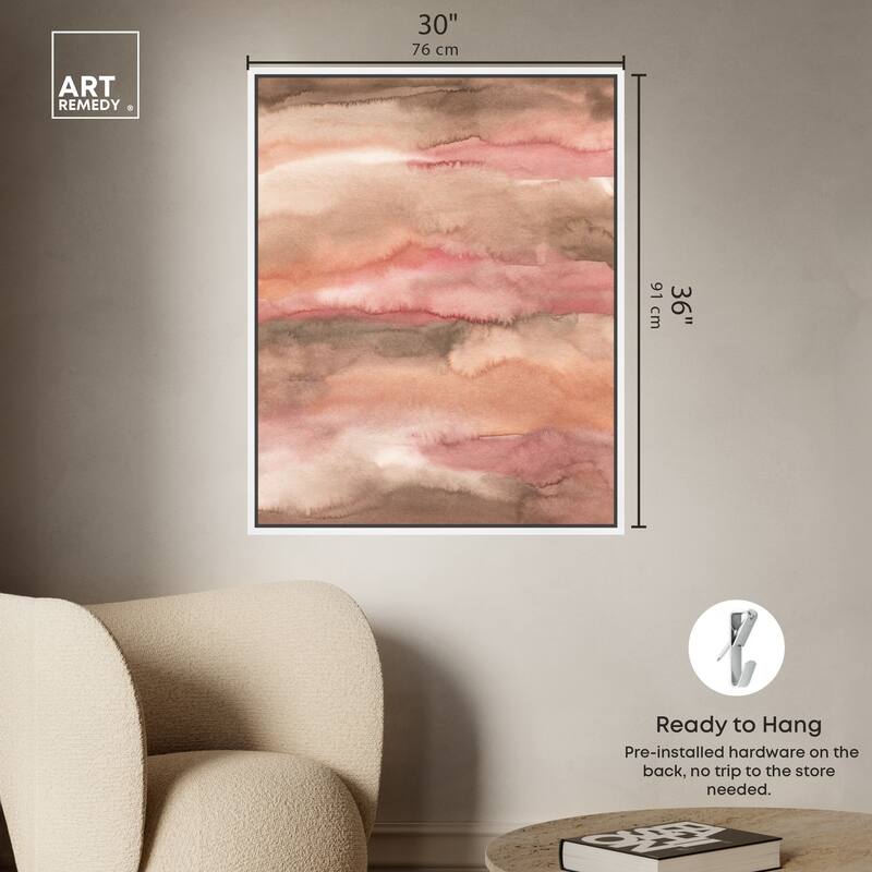 Art Remedy Loose Powder Framed Boho Abstract 1 Piece Canvas Wall Art