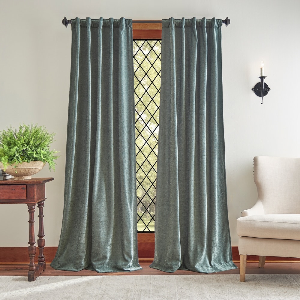 Martha Stewart Naples Chenille Solid Curtains - Panel Pair or Valance