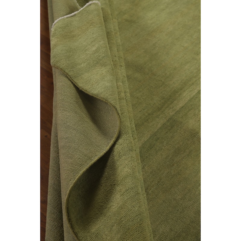 Hand Knotted Oriental 100% Wool Carpet Modern Solid Green Gabbeh Area Rug - 14' 1'' X 10' 5''