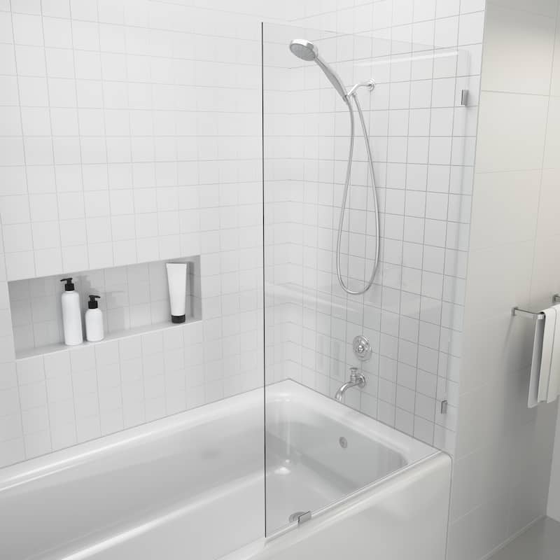 Glass Warehouse 58.25" x 22.5" Frameless Shower Bath Fixed Panel
