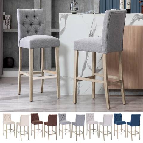 Carter 29" Button Tufted Bar Stool (Set of 2) Antique Gray Finish