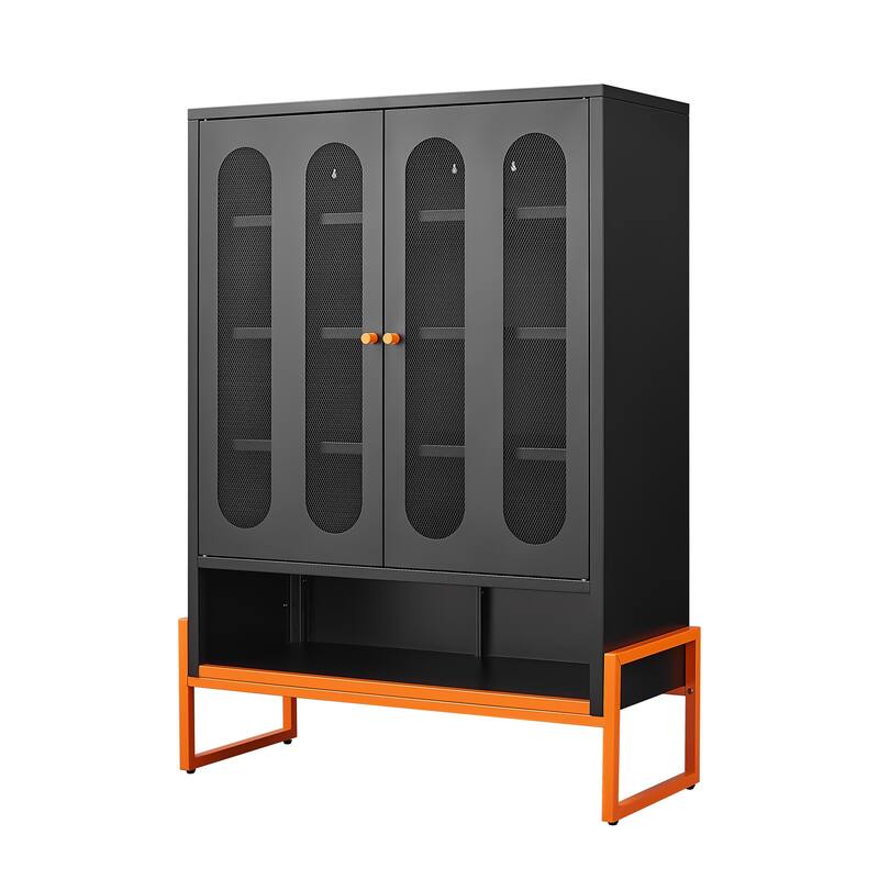 High Foot Double-Sided Mesh Door Shoe Cabinet With Movable Double-Layer Partitions And Hollow Base