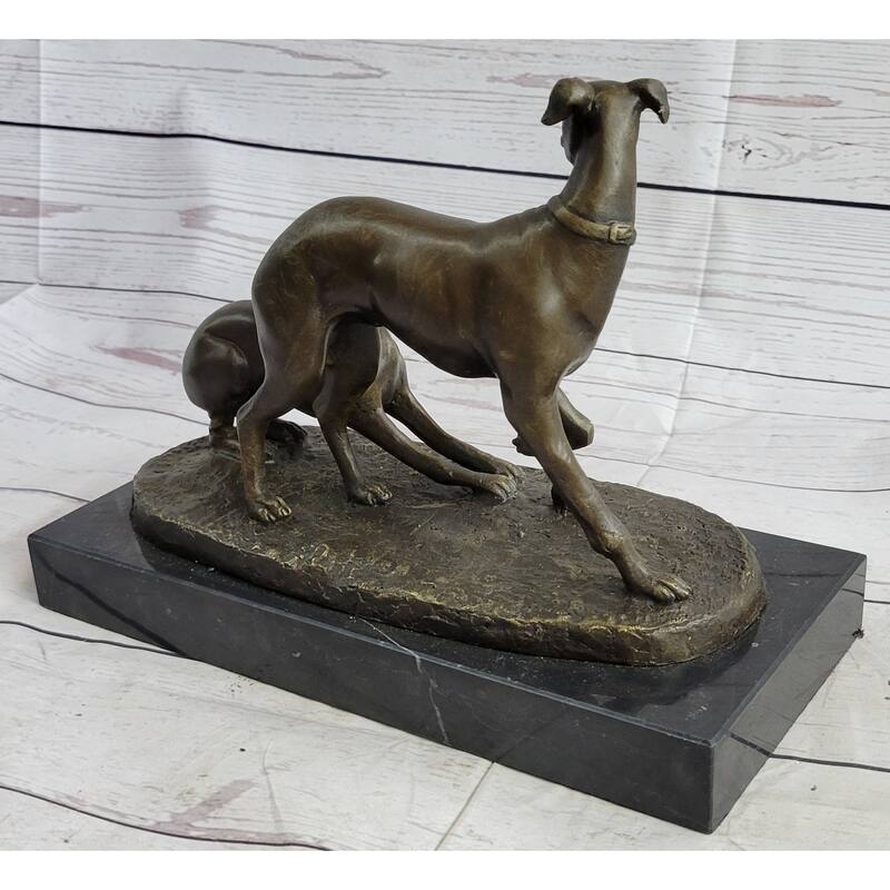 Pj Mene Two Greyhounds Imitative Dogs Playingargente And Dore Bronze Statue Sculpture