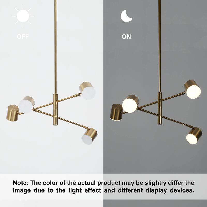 Modern Gold Brass 4/5-Light Integrated LED Chandelier Metal Linear Island Light for Kitchen