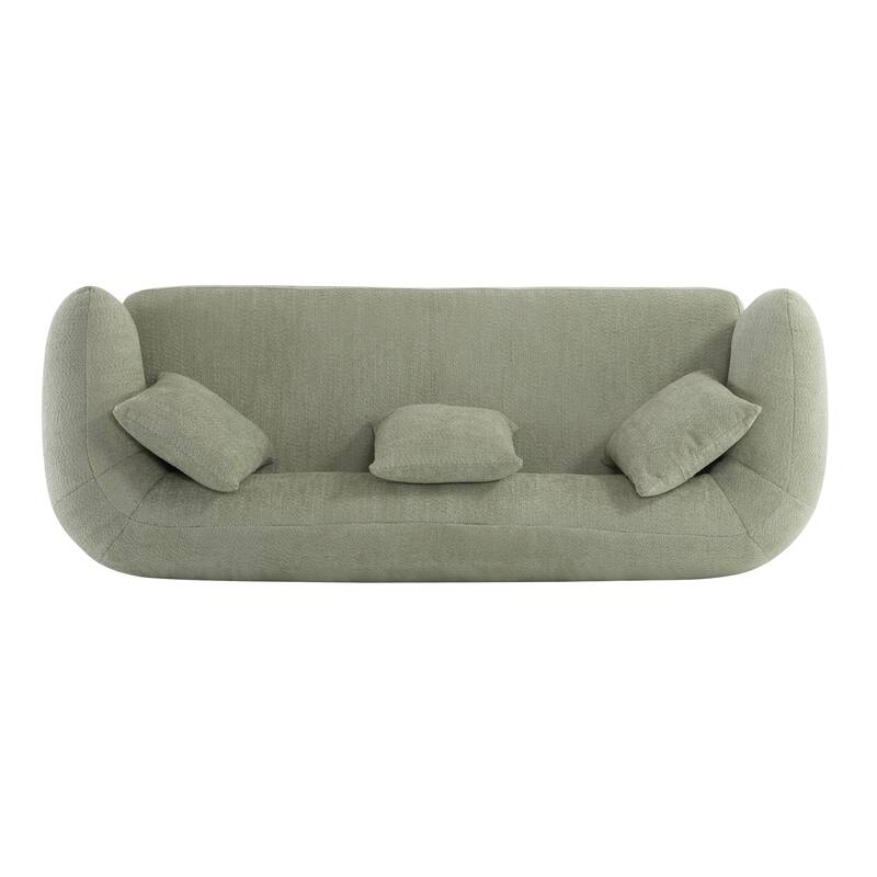 Mid-Century Modern Round Arm Curved Deep Seat Sofa