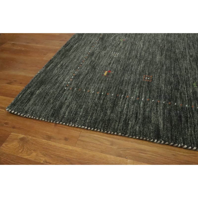 Hand Knotted Oriental 100% Wool Carpet Tribal Animal Pictorial Green Gabbeh Area Rug - 6' 2'' X 6' 1''