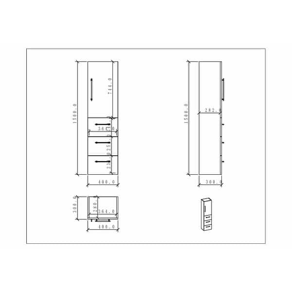 dimension image slide 1 of 3, Eliza 16'' Wall Mounted Linen Cabinet