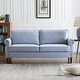 preview thumbnail 2 of 14, Eucalyptus Wood Modern Linen 3-Seat Sofa with Rolled Arms and Solid Robber Legs