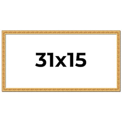 31x15 Frame Gold Real Wood Picture Frame Width 1 inches | Interior
