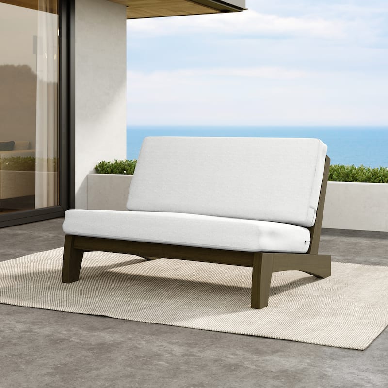 Outdoor Furniture Teak Wood Armless Loveseat Sofa With Cushion