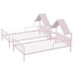 preview thumbnail 5 of 17, Metal Double Twin Size Platform Bed with House-shaped Headboard and a Built-in Nightstand