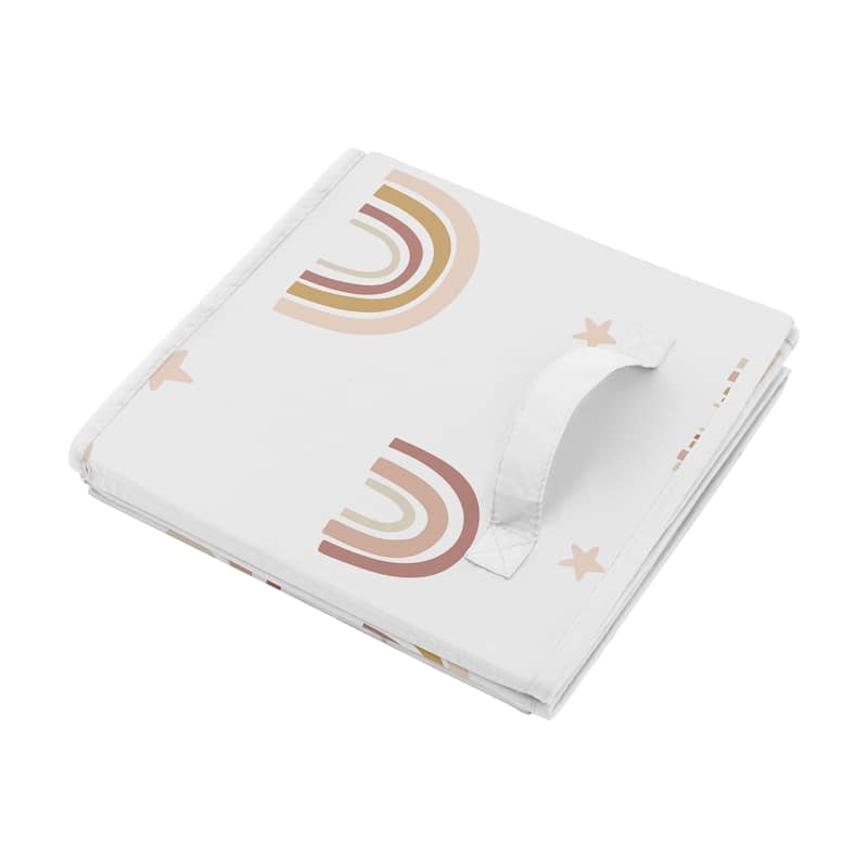 Boho Rainbow Foldable Fabric Storage Bins Blush Pink Dusty Rose Gold