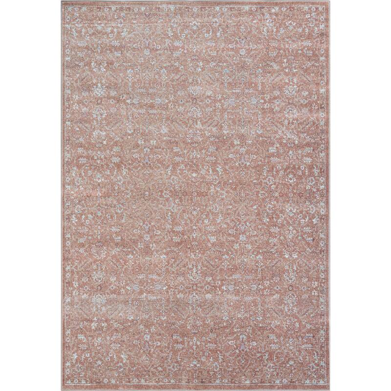 Eno Lyra Rust and Ivory Viscose Area Rug - 2' x 6' Runner