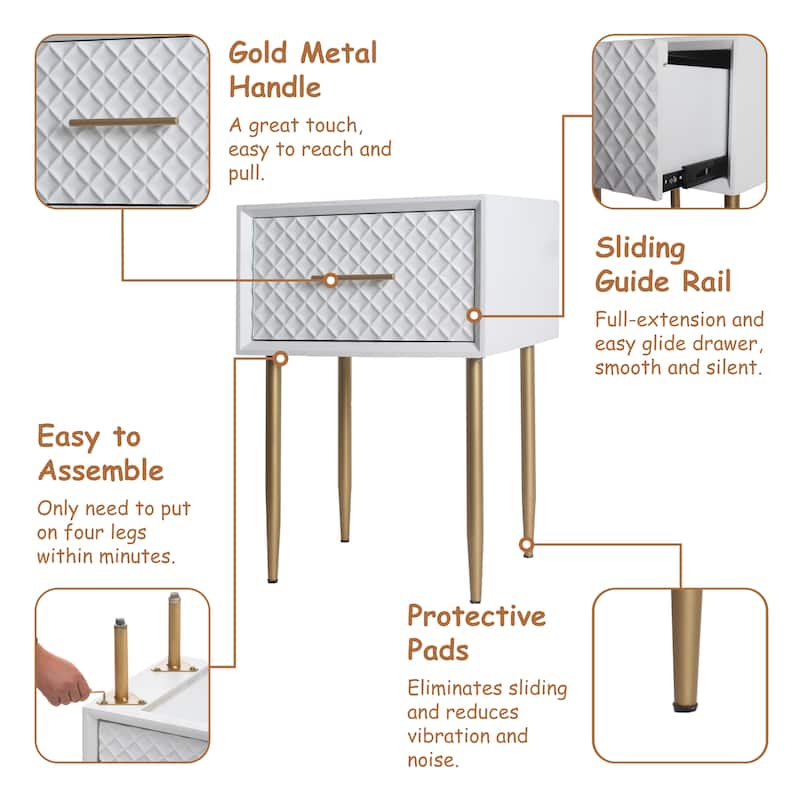 COZAYH Contemporary Spacious Drawer Nightstand Side Table, Modern Storage, Clean-Lined Transitional Style