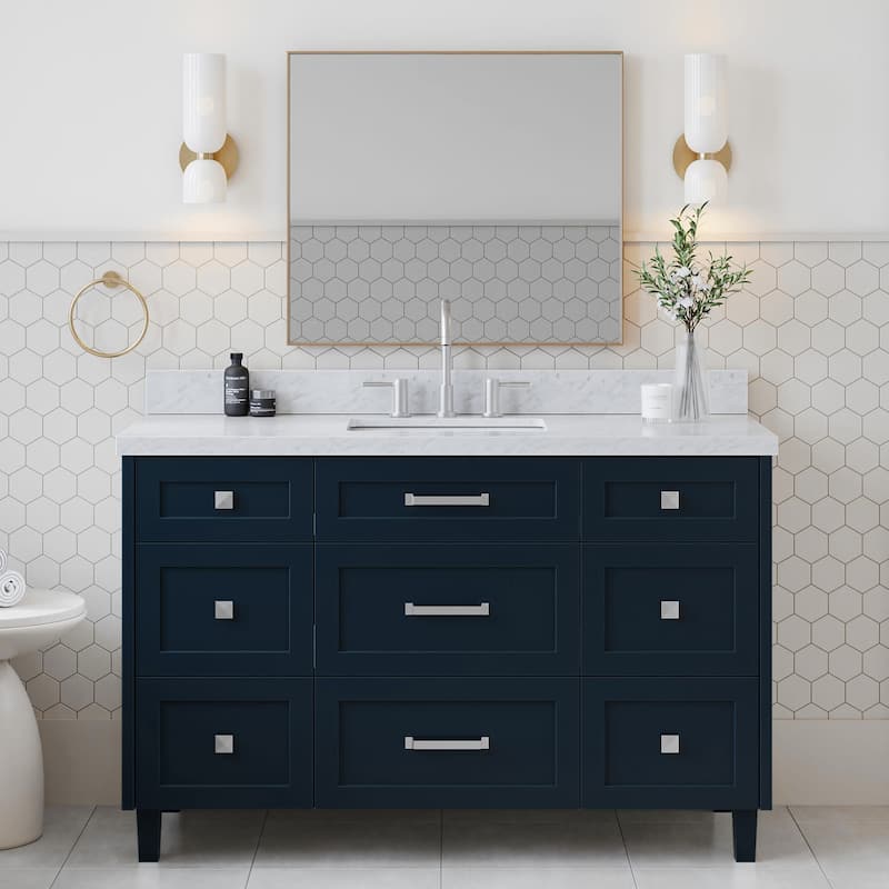Ariel B55CWRVO Monroe 55" Free Standing Single Basin Vanity Set with - Midnight Blue