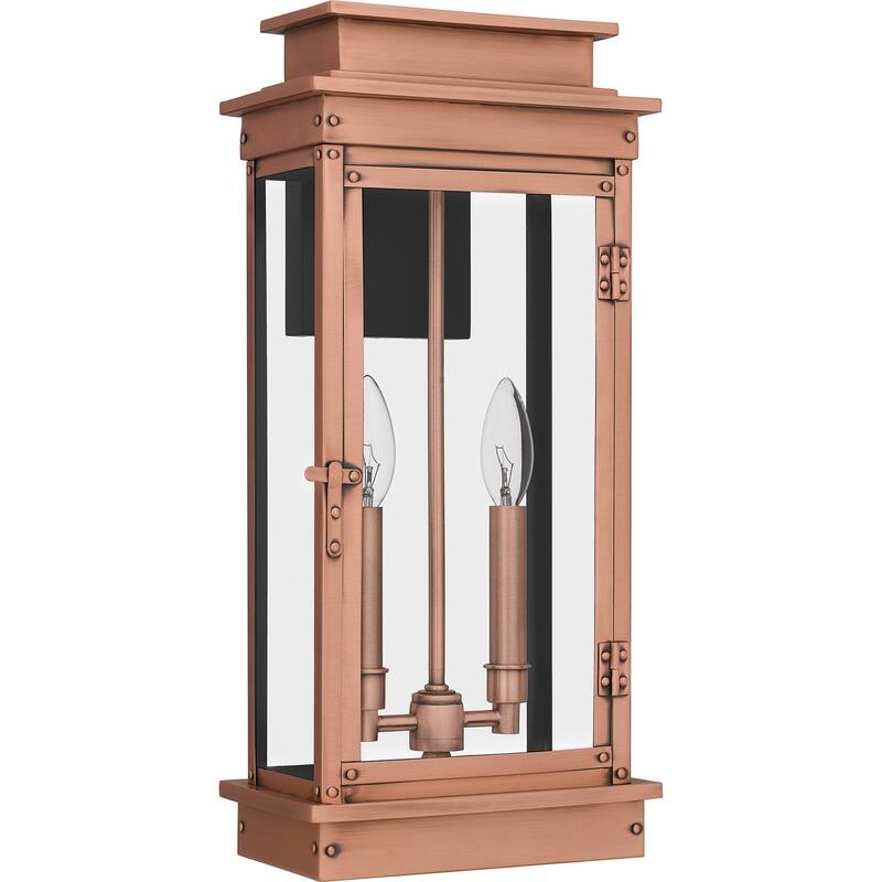 Aged Copper Two Light Outdoor Wall Mount from the Noelle Collection - Aged Copper