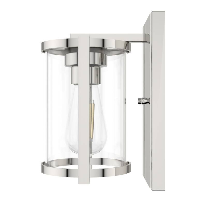 Hunter Astwood 1-Light Wall Sconce, Clear Glass, Damp-Rated, Bath or Hall Light - Contemporary, Transitional, Art-Deco