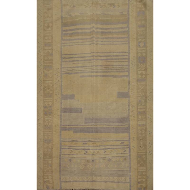 Hand Woven Oriental 100% Wool Carpet Southwestern Tribal Yellow & Gold Kilim Area Rug - 8' 11'' X 5' 10''