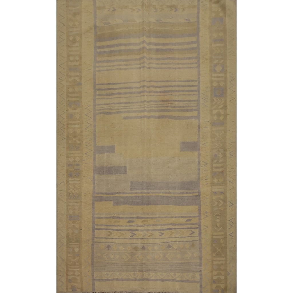Hand Woven Oriental 100% Wool Carpet Southwestern Tribal Yellow & Gold Kilim Area Rug - 8' 11'' X 5' 10''