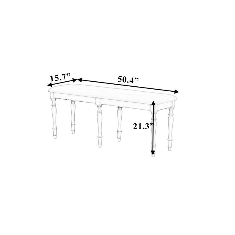 50.4inch Upholstered Dining Bench with 6 Solid Wood Legs