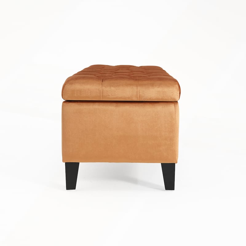 Button-Tufted Storage Ottoman with Diamond Stitching for Modern Living and Extra Seating