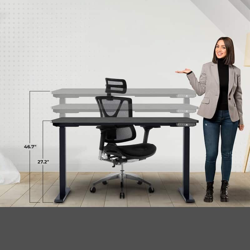 Rise Up Dual Motor Electric Standing Desk 48x30 1-pc Black Desktop