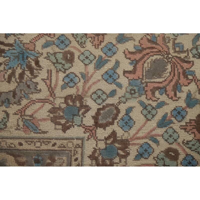 Hand Knotted Oriental 100% Wool Carpet Traditional All-Over Coral Tabriz Area Rug - 12' 6'' X 9' 7''