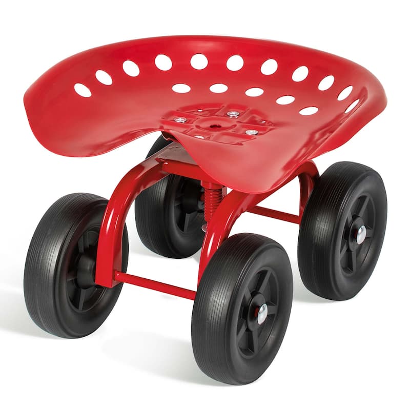 Rolling Garden Seat Garden Cart Heavy Duty Garden Seat - Red
