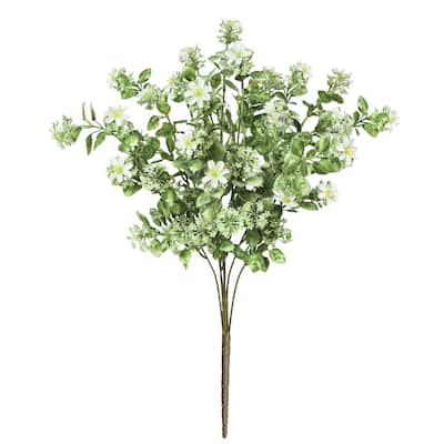 Set of 2 White Artificial WIld Daisy Greenery Flower Stem Bush Bouquet 20in - 20" L x 11" W x 11" DP