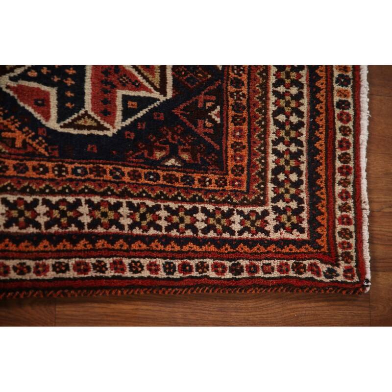 Qashqai Persian Vintage Area Rug Bedroom Hand-knotted Wool Carpet - 4'4"x 7'0"