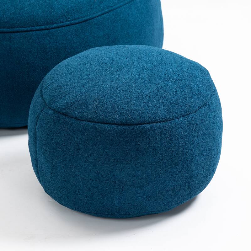 Blue Modern 40" Microfiber Upholstered Accent Chair with Ottoman and Padded Foam Padding Compressed for Living Room