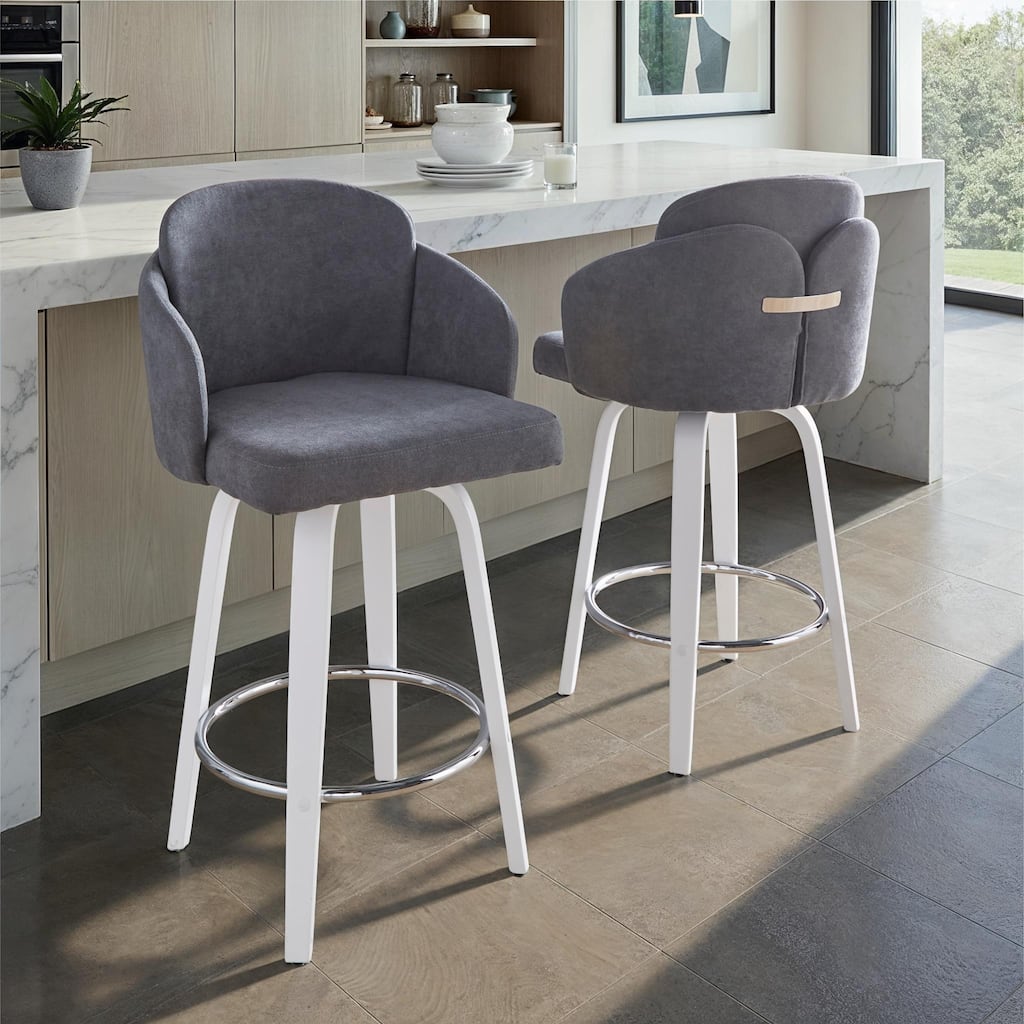 Porch & Den Dahlia 26" Counter Stool with White Bent Wood Legs (Set of 2)