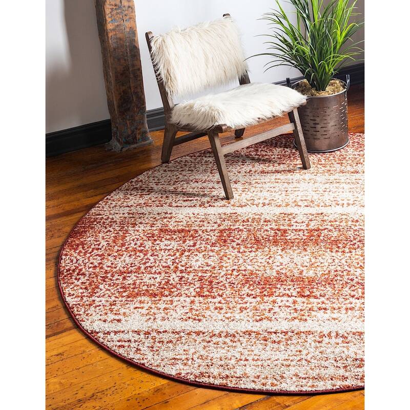Contemporary Beallara Collection Area Rug - 8' Round - Terracotta