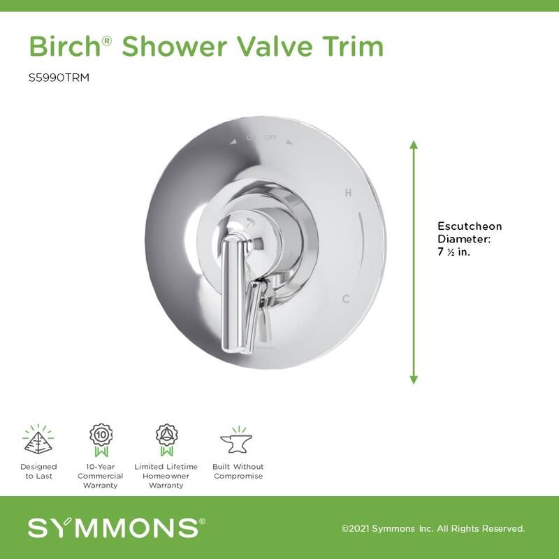 Symmons S5990TRM Birch Traditional Valve Trim Only with Single Lever